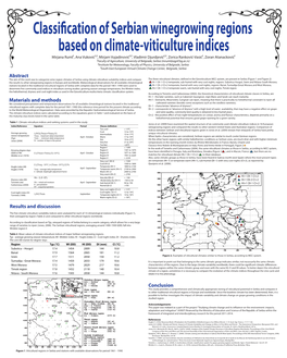 Classification of Serbian Winegrowing Regions Based on Climate-Viticulture