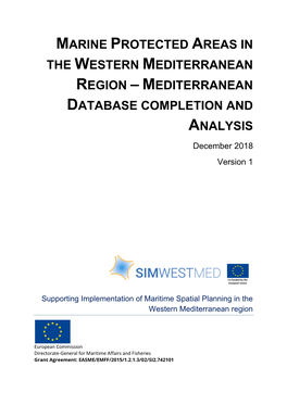 Marine Protected Areas in the Western Mediterranean Region – Mediterranean Database Completion and Analysis