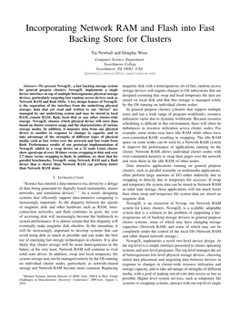 Incorporating Network RAM and Flash Into Fast Backing Store for Clusters