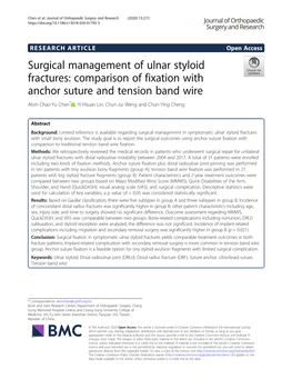 Surgical Management of Ulnar Styloid Fractures