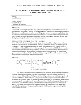 Halogen-Metal Exchange Reactions of Bromoaryl-Substituted Β-Lactams