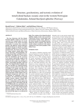 Structure, Geochemistry, and Tectonic Evolution of Trench-Distal Backarc Oceanic Crust in the Western Norwegian Caledonides, Solund-Stavfjord Ophiolite (Norway)