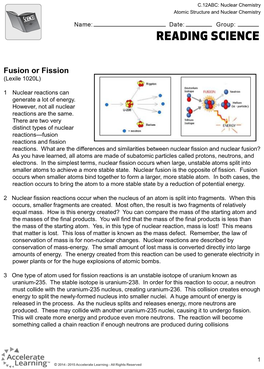 Fusion Or Fission (Lexile 1020L)