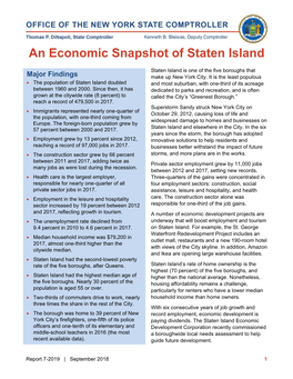 An Economic Snapshot of Staten Island