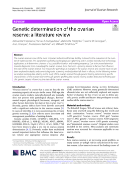 Genetic Determination of the Ovarian Reserve: a Literature Review Aleksandra V
