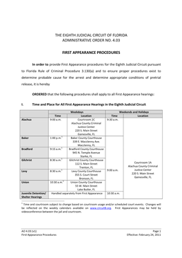 4.03 First Appearance Procedures