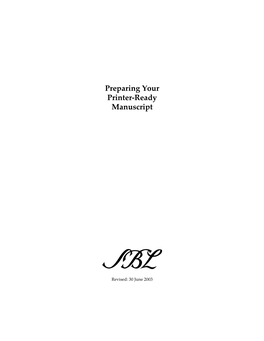 Preparing Your Printer-Ready Manuscript