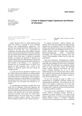 A Case of Atypical Cogan's Syndrome and Review of Literature