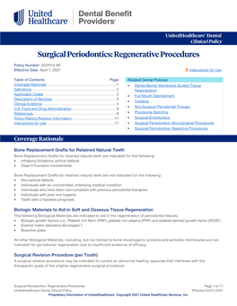 Surgical Periodontics: Regenerative Procedures – Dental Clinical Policy