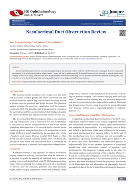 Nasolacrimal Duct Obstruction Review