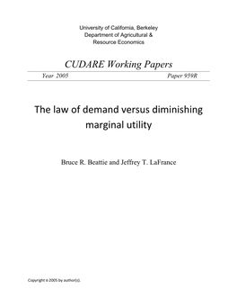 The Law of Demand Versus Diminishing Marginal Utility