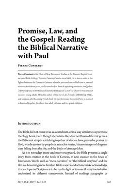 Promise, Law, and the Gospel: Reading the Biblical Narrative with Paul Pierre Constant