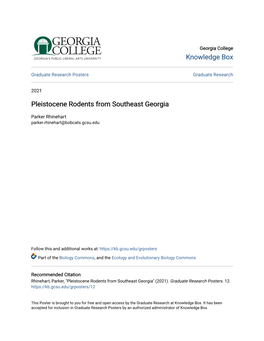 Pleistocene Rodents from Southeast Georgia