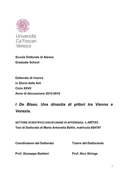 I De Blaas. Una Dinastia Di Pittori Tra Vienna E Venezia