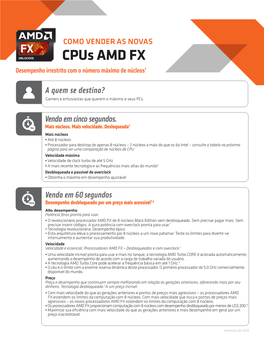 Cpus AMD FX Desempenho Irrestrito Com O Número Máximo De Núcleos1