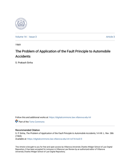 The Problem of Application of the Fault Principle to Automobile Accidents