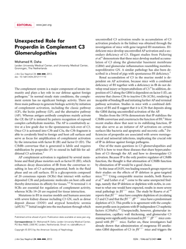 Unexpected Role for Properdin in Complement C3 Glomerulopathies