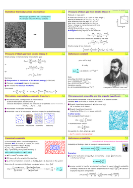 Statistical Thermodynamics (Mechanics) Pressure of Ideal Gas