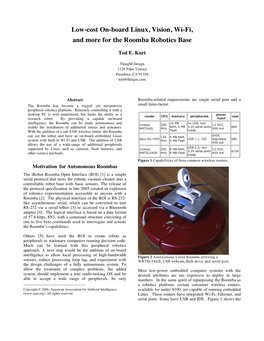 Low-Cost On-Board Linux, Vision, Wi-Fi, and More for the Roomba Robotics Base