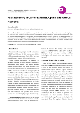 Fault Recovery in Carrier Ethernet, Optical and GMPLS Networks