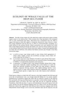 Ecology of Whale Falls at the Deep-Sea Floor