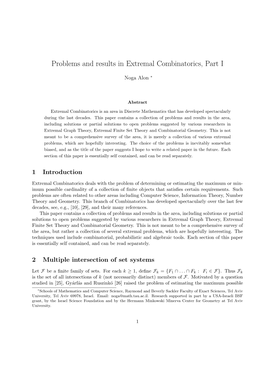 Problems and Results in Extremal Combinatorics, Part I