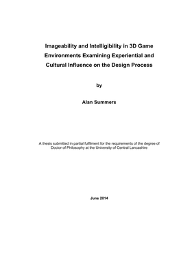 Imageability and Intelligibility in 3D Game Environments Examining Experiential and Cultural Influence on the Design Process