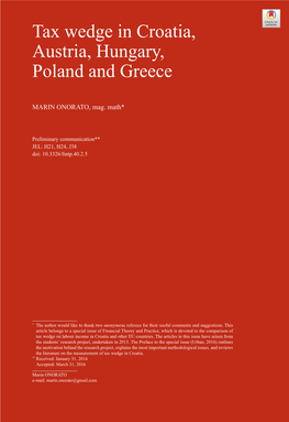 Tax Wedge in Croatia, Austria, Hungary, Poland and Greece