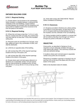 FLAT ROOF VENTILATION Updated to 2012 Building Code