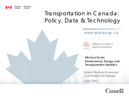 Transportation in Canada: Policy, Data & Technology