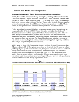 C. Benefits from Alaska Native Corporations