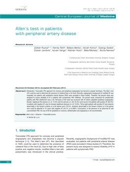 Allen's Test in Patients with Peripheral Artery Disease