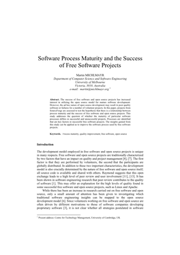 Software Process Maturity and the Success of Free Software Projects