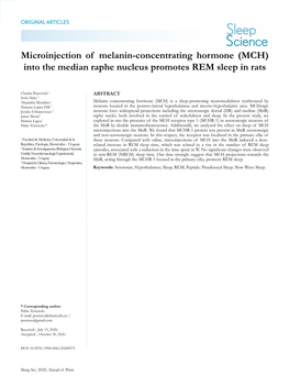 (MCH) Into the Median Raphe Nucleus Promotes REM Sleep in Rats