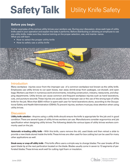 Safety Talk Utility Knife Safety