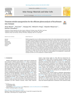 Titanium Nitride Nanoparticles for the Efficient Photocatalysis of Bicarbonate Into Formate