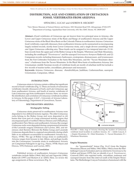 Distribution, Age and Correlation of Cretaceous Fossil Vertebrates from Arizona