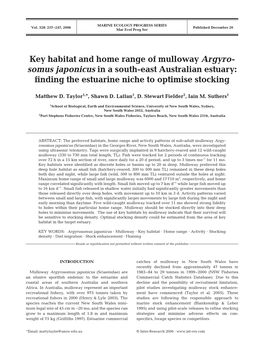 Key Habitat and Home Range of Mulloway Argyrosomus Japonicus