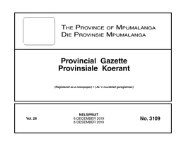 Provincial Gazette Provinsiale Koerant