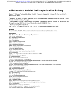 A Mathematical Model of the Phosphoinositide Pathway