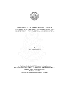 Development of Palliative Care Model Using Thai Traditional Medicine for Treatment of End-Stage Liver Cancer Patients in Thai Traditional Medicine Hospitals