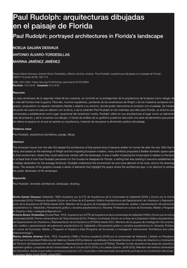 Paul Rudolph: Arquitecturas Dibujadas En El Paisaje De Florida”, ZARCH 10 (Junio 2018): 100-113