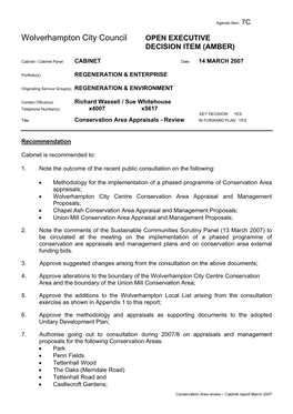 Wolverhampton City Council OPEN EXECUTIVE DECISION ITEM (AMBER)