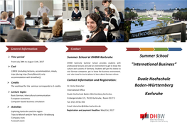 Summer School "International Business“ Duale