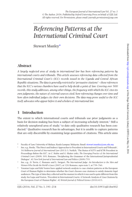 Referencing Patterns at the International Criminal Court
