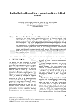 Decision Making of Football Referee and Assistant Referee in Liga 1 Indonesia