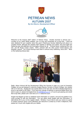 PETREAN NEWS AUTUMN 2007 by Ann Munro, Development Officer