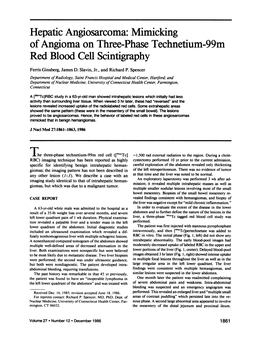 Hepatic Angiosarcoma: Mimicking of Angioma on Three-Phase Technetium-99M Red Blood Cell Scintigraphy