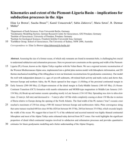 Kinematics and Extent of the Piemont-Liguria Basin