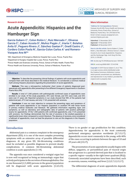 Acute Appendicitis: Hispanics and the Hamburger Sign